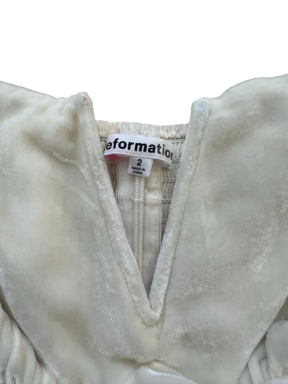 REFORMATION Cream Velvet Puff Sleeve Top Size 2